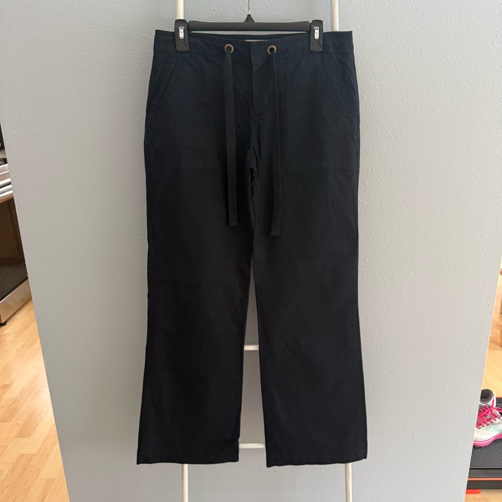 Banana Republic Navy Wide-Leg Drawstring Linen/Cotton Pants Ryan Fit 32inseam